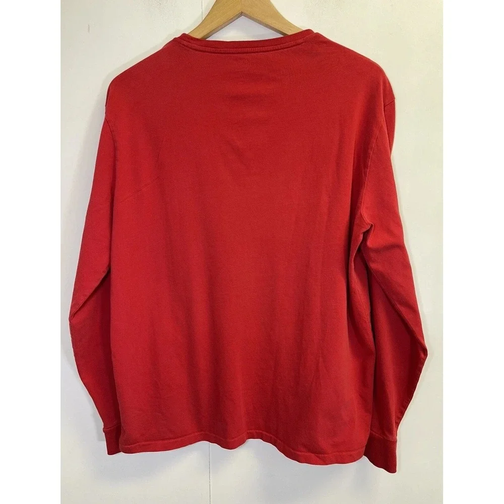 POLO RALPH LAUREN Men's L Red Long Sleeve Crew Neck Shirt Tee Cotton Pony‎ Logo